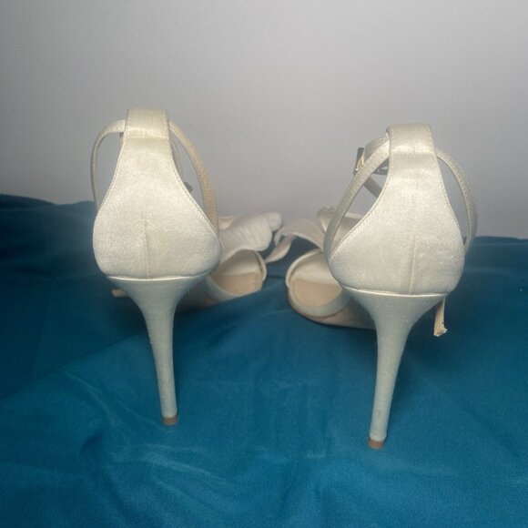 JIMMY CHOO AURELIA 100 IVORY SATIN SANDALS HIGH HEELS - Picture 5 of 6
